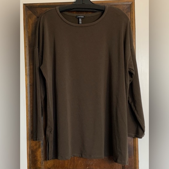 Eileen Fisher Brushed Terry Long Box Top Olive 2X - Picture 2 of 5